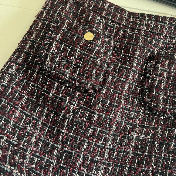 NWT-LOFT Sherri tweed shift skirt purple multi color-0P - Picture 7 of 7